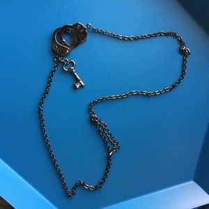 Dark chrome handcuffs choker necklace